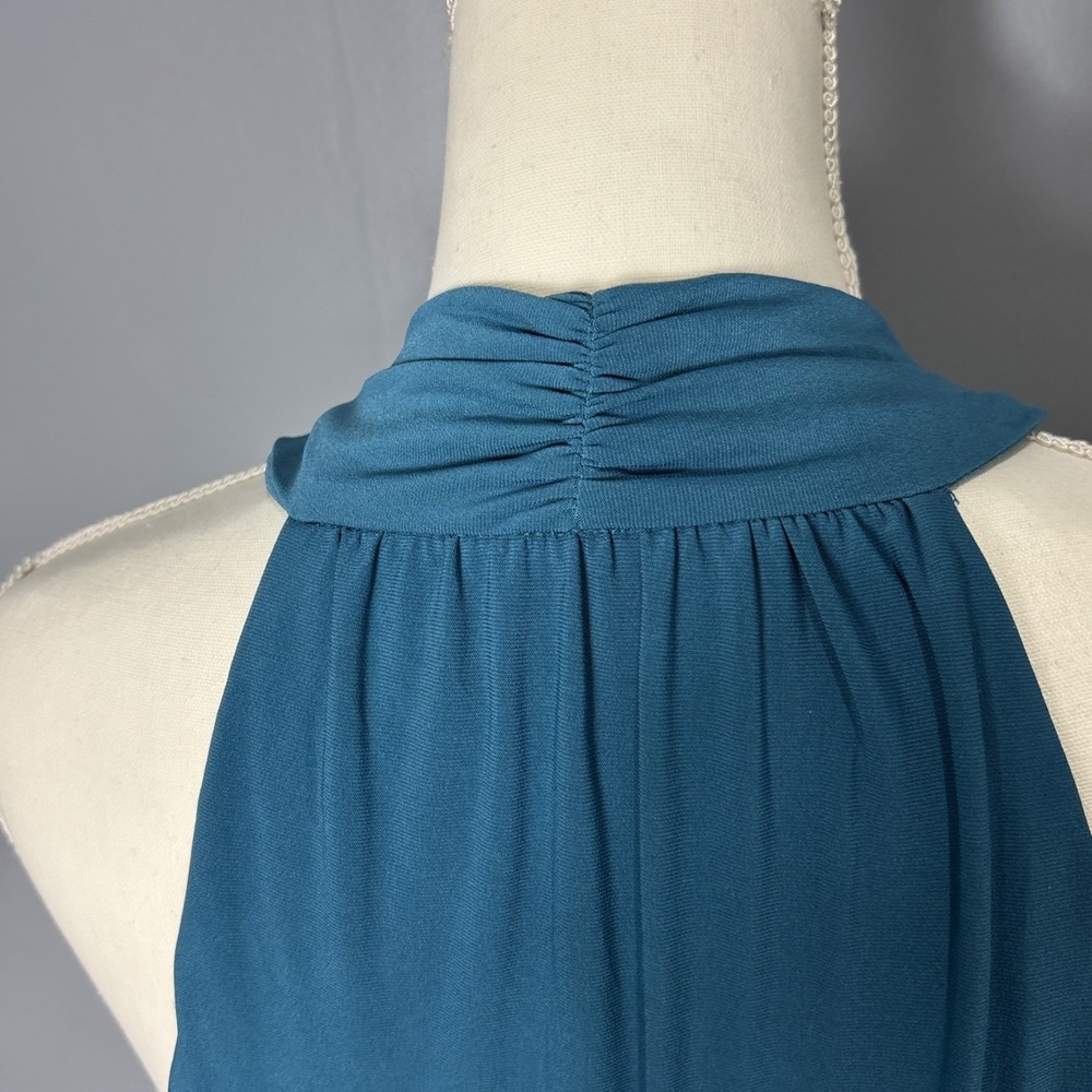 Evan-Picone Teal Blue Halter Wrap V-Neck Midi Dress Womens Size 10 Cocktail - Picture 6 of 11